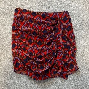 Dolan Vibrant Red and Purple Patterned Mini Skirt